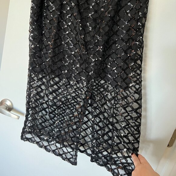 NWT J Crew Black Semi Sheer Sequin Skirt Size 12 - Picture 3 of 4